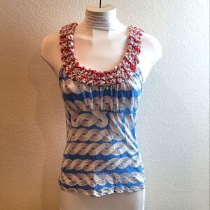 ANTHROPOLOGIE- Little Yellow Button Fairway Buoy Tank Top